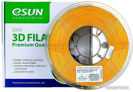 Пластик eSUN PET-G 1.75 мм 1000 г (золотистый непрозрачный)