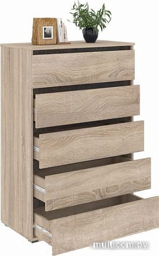 Комод Кортекс-мебель Бари 80 5ш (дуб сонома/дуб сонома/береза)