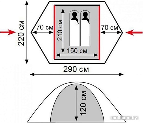 Треккинговая палатка TRAMP Lite Tourist 2 (песочный)