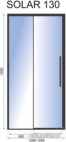 Душевая дверь Rea Solar 130 (черный/прозрачное стекло)