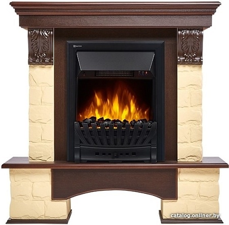 Портал Firelight Forte Classic (камень бежевый/шпон темный дуб)