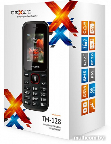 Мобильный телефон TeXet TM-128 (черный-красный)