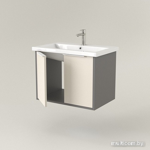 Дабер Тумба под умывальник 018 70 Т18.7.0.19Б (бежевый/серый/ручка белая)