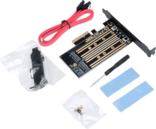 Адаптер для подключения M.2 накопителей Gembird MF-PCIE-NVME-SATA