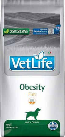 Сухой корм для собак Farmina Vet Life Obesity Fish (диетический корм для собак для снижения избыточной массы тела) 12 кг
