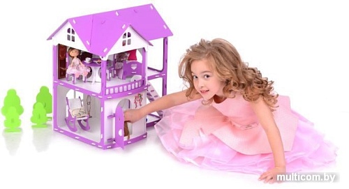 Кукольный домик Krasatoys Светлана с мебелью 000251 (белый/сиреневый)