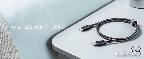 Кабель Anker PowerLine 322 USB Type-C - USB Type-C A81F6G11 (1.8 м, черный)