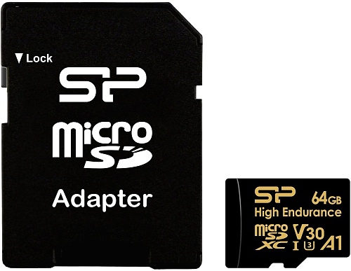 Silicon-Power Golden Series High Endurance microSDXC SP064GBSTXDV3V1HSP 64GB (с адаптером)