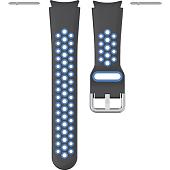 Ремешок Rumi Sport N-style силиконовый для Samsung Galaxy Watch4/5 (20 мм, черный/синий)