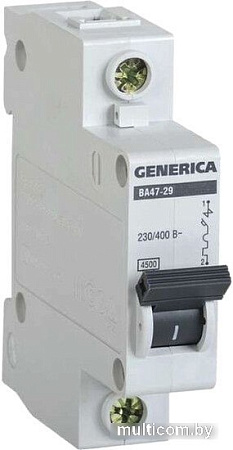 Generica ВА 47-29 1Р 63А 4.5кА MVA25-1-063-C