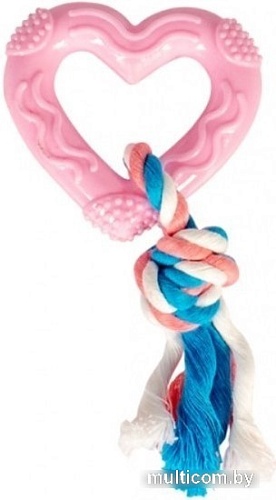 Игрушка для собак Duvo Plus Сердце c веревками 11427/pink