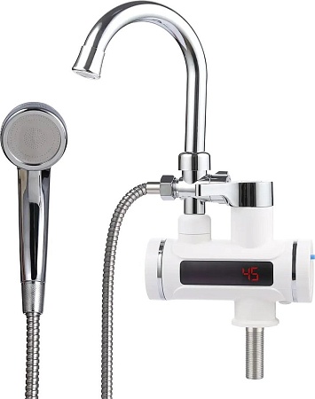 Проточный электрический водонагреватель кран+душ Unipump BEF-001-03 с дисплеем и душевой лейкой