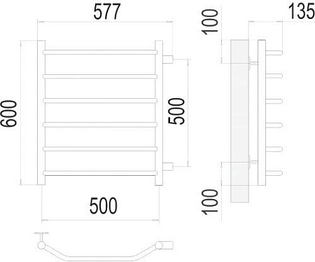 Полотенцесушитель TERMINUS Виктория П6 500x600 бп