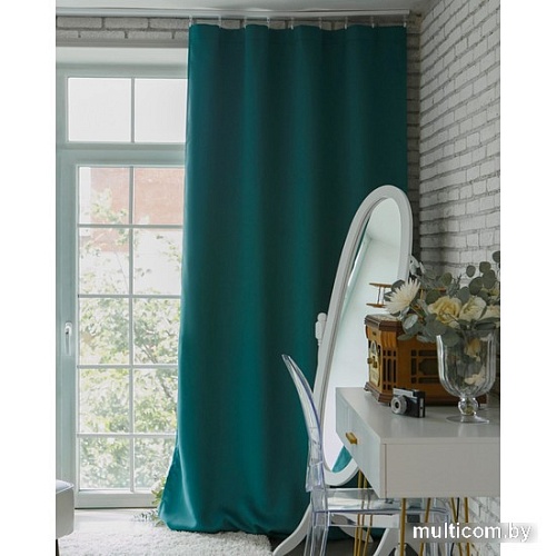 Штора Этель 4292693 1.45x2.65 м (изумрудный, 1 шт)