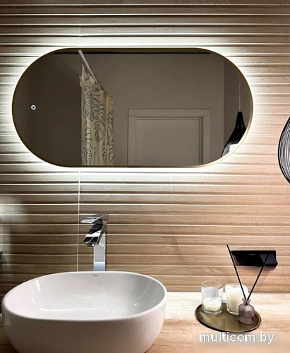 Зеркало eMZe Led с подсветкой и УФ-окантовкой 50x100 LED.UV.50.100.AUR (золото)