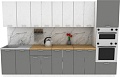 Готовая кухня ЭлиГард Lion 3.2 (белый структурный/дымчатый алмаз/дуб бунратти)