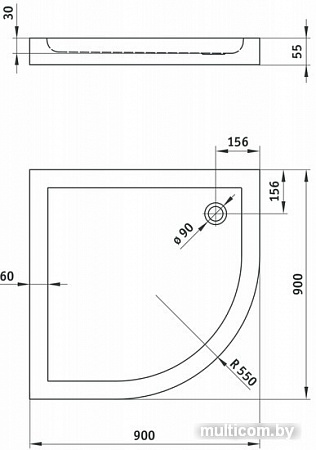 Душевой поддон Deante Minimal 90x90 KTN 053B