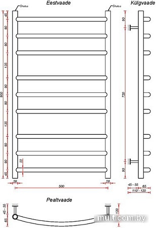 Полотенцесушитель Fincopper FC 90х50 (черный)