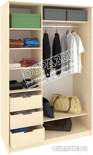 Шкаф-купе Кортекс-мебель Сенатор ШК10 Классика ДСП с зеркалом (береза+белый)