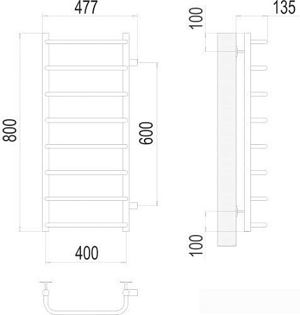 Полотенцесушитель TERMINUS Стандарт П8 400x800 бп 600