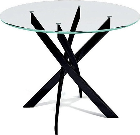 Кухонный стол DikLine R90 (прозрачный/опоры черные)