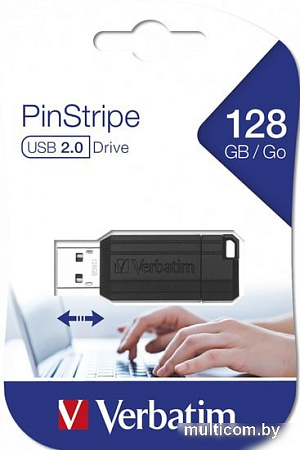 USB Flash Verbatim PinStripe 128GB (черный)