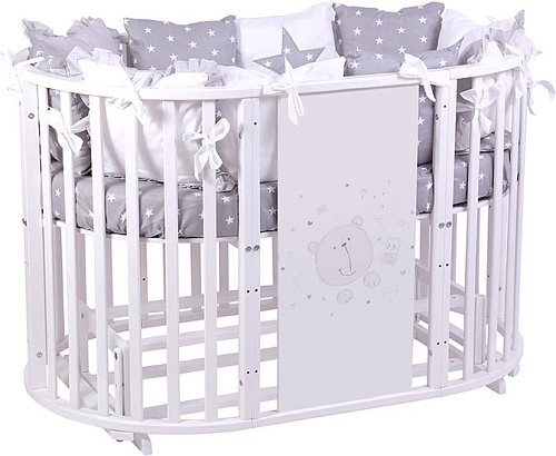 Кроватка-трансформер Polini Kids French 925 Teddy (белый)