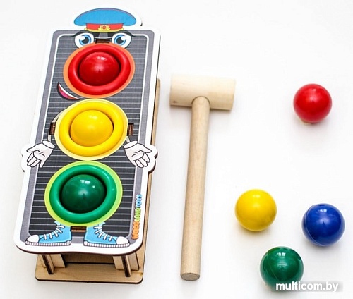 Молоточек WoodLand Toys Светофор 3 отверстия 115202
