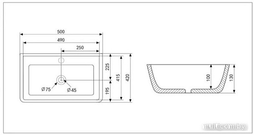 Умывальник Abber Rechteck AC2203 (белый)