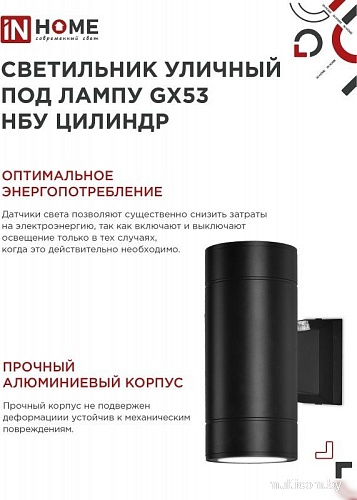 Уличный настенный светильник In Home НБУ Цилиндр-PC-2xGX53-BL
