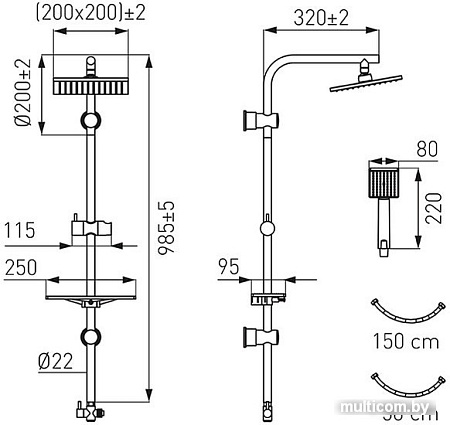 Душевая система Ferro Amiga VerdeLine NP26VL