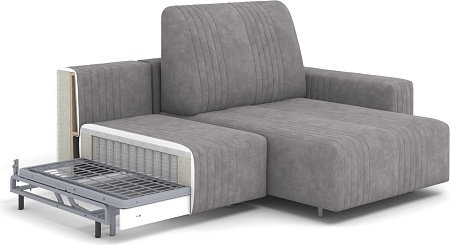 Угловой диван Rivalli Уолтер ШП 1000 + оттоманка (Tango Pebble/полиалюминий)