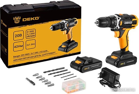 Deko DKCD20V 080-1009 (с 2-мя АКБ, кейс, оснастка)
