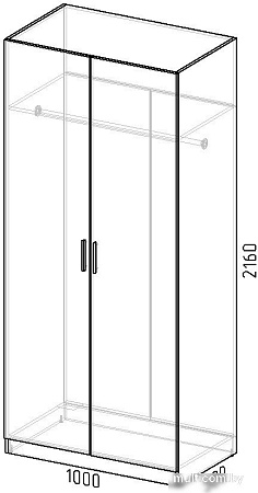 Шкаф распашной Интермебель Марсель 580 МР-07-B4 (графит софт)