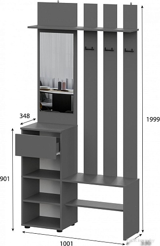 Стенка Mio Tesoro Денвер с зеркалом (графит серый)