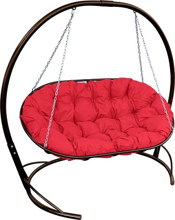 Подвесной диван M-Group Мамасан 12120206 (коричневый/красная подушка)