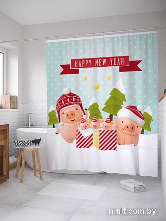 Шторка-занавеска для ванны JoyArty Праздник для семьи sc_78649