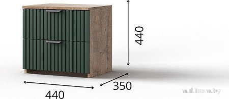 Тумба КМК Мебель 2Я Герта КМК 0979.20 (дуб веллингтон/SAT 22 зеленый мат)