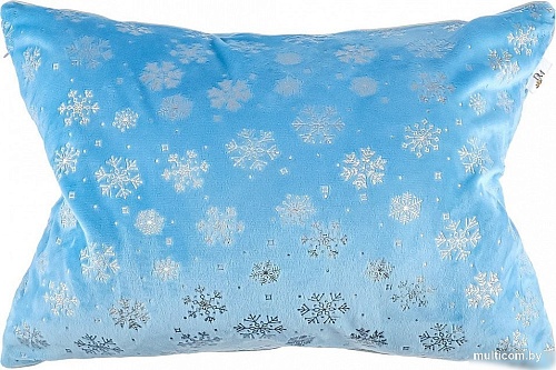 Декоративная подушка Домашняя Мода Новогодний принт (50х35, голубой)