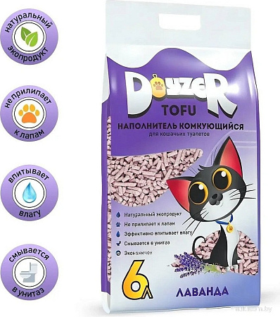 Наполнитель для туалета Doyzer Tofu лаванда 6 л