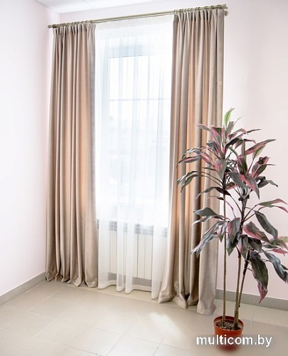 Комплект штор Decoretto Бархат премиум БП-К7 2.75x2.5 м бежевый, 2 шт)