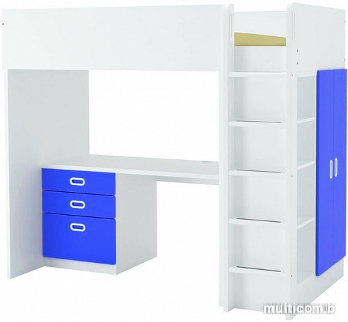 Кровать-чердак Ikea Стува/Фритидс 200x90 (3 ящика, 2 дверцы, бел/красный) 292.580.23