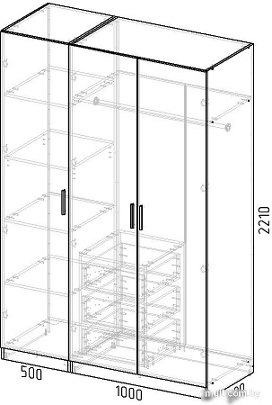 Шкаф распашной Интермебель Марсель-3 МР 01-03-B4 (белый софт)
