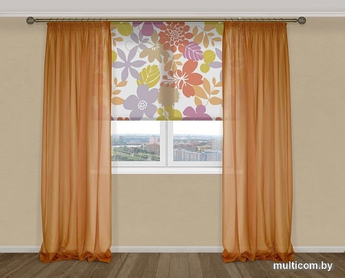 Комплект гардин Delfa Voile СТШ/Д-050 Voile/8819 2x2.5 м (мандарин, 2 шт)