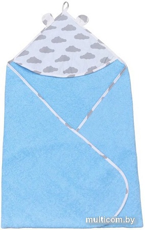 Полотенце с капюшоном Amarobaby Cute Love Облака AMARO-54CL-OG (серый/голубой)