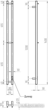 Полотенцесушитель Двин X-2 Neo 140x8 BL