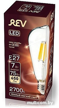 Светодиодная лампа Rev Винтаж Филамент ST64 E27 7 Вт 2700 К 32436 2