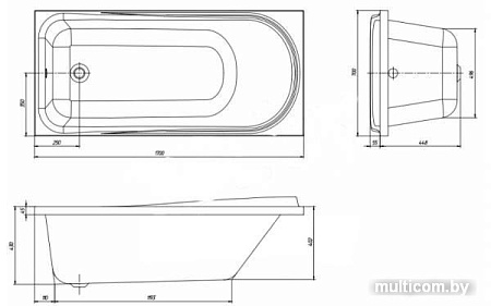 Ванна Ventospa Like LA 170x70 (с каркасом и экраном)