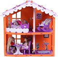 Кукольный домик Krasatoys Загородный дом Анжелика с мебелью 000254 (оранжевый/сиреневый)