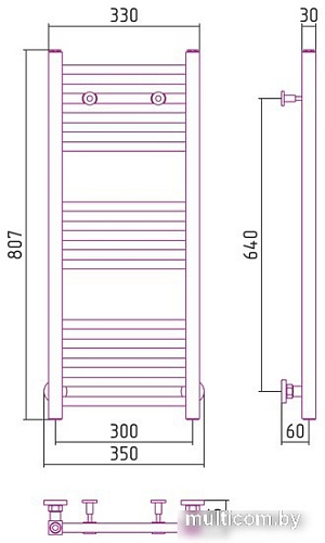 Полотенцесушитель Сунержа Модус 800х300 31-0250-8030